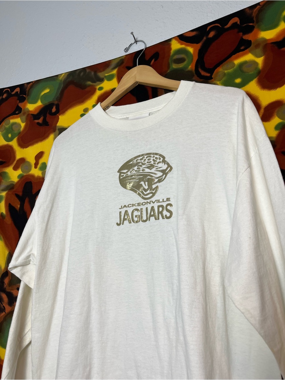 Vintage Jacksonville Jaguars Longsleeve White Tee Logo Athletic Size Large Mens